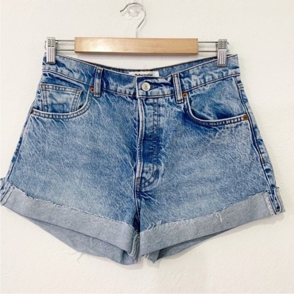Reformation Charlie Cuffed High Rise Jean Shorts Size 24 - Picture 6 of 14
